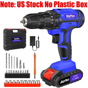 1400RPM 21V Cordless Drill Driver 45Nm 2 Speeds Electric Cordless Screwdriver 25 1 Torque with 1/2 1500Mah Battery & Accessories