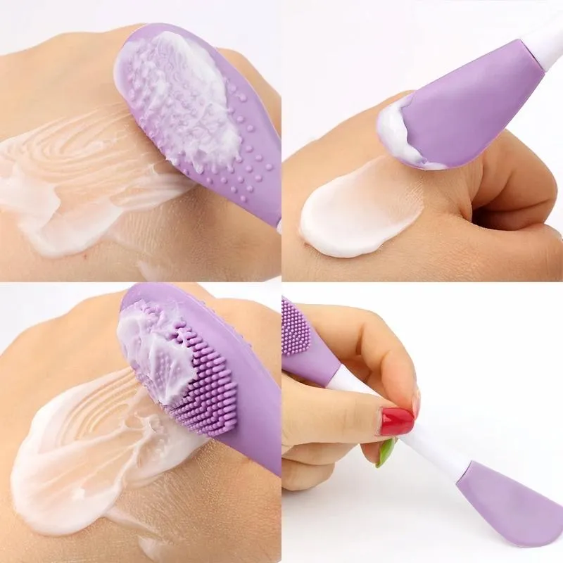 2Pcs Dual Head Silicone Face Mask Brush Cleansing & Massage Applicator