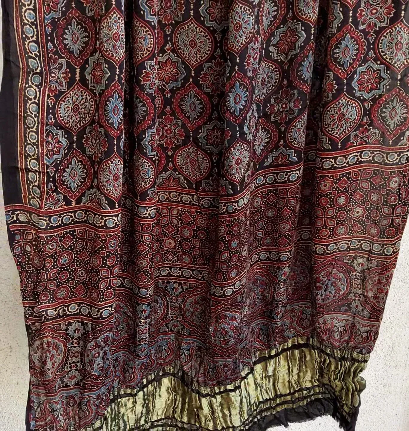 Ajrakh Modal Silk Dupatta with Lagdi Patta