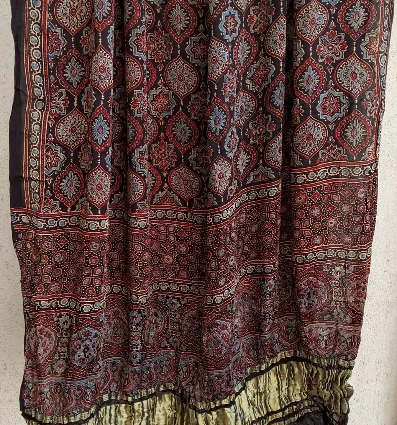 Ajrakh Modal Silk Dupatta with Lagdi Patta