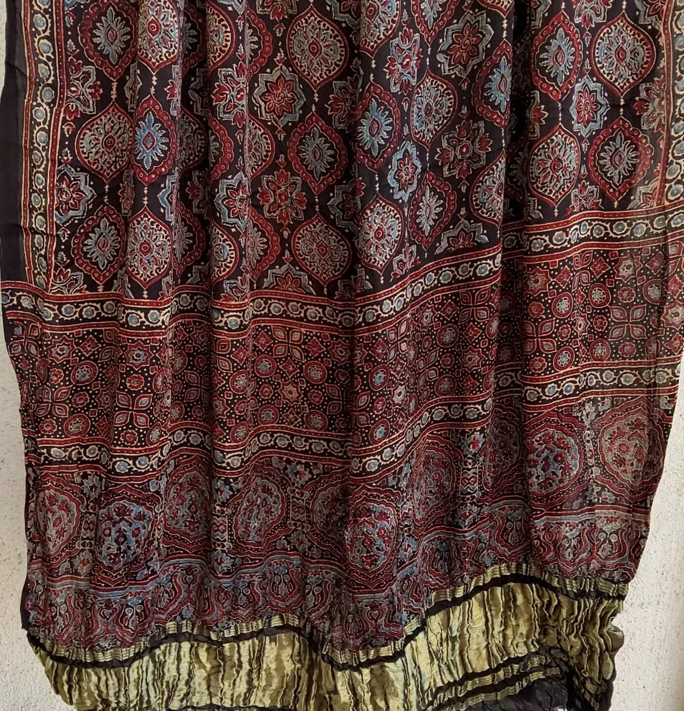 Ajrakh Modal Silk Dupatta with Lagdi Patta