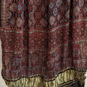 Ajrakh Modal Silk Dupatta with Lagdi Patta