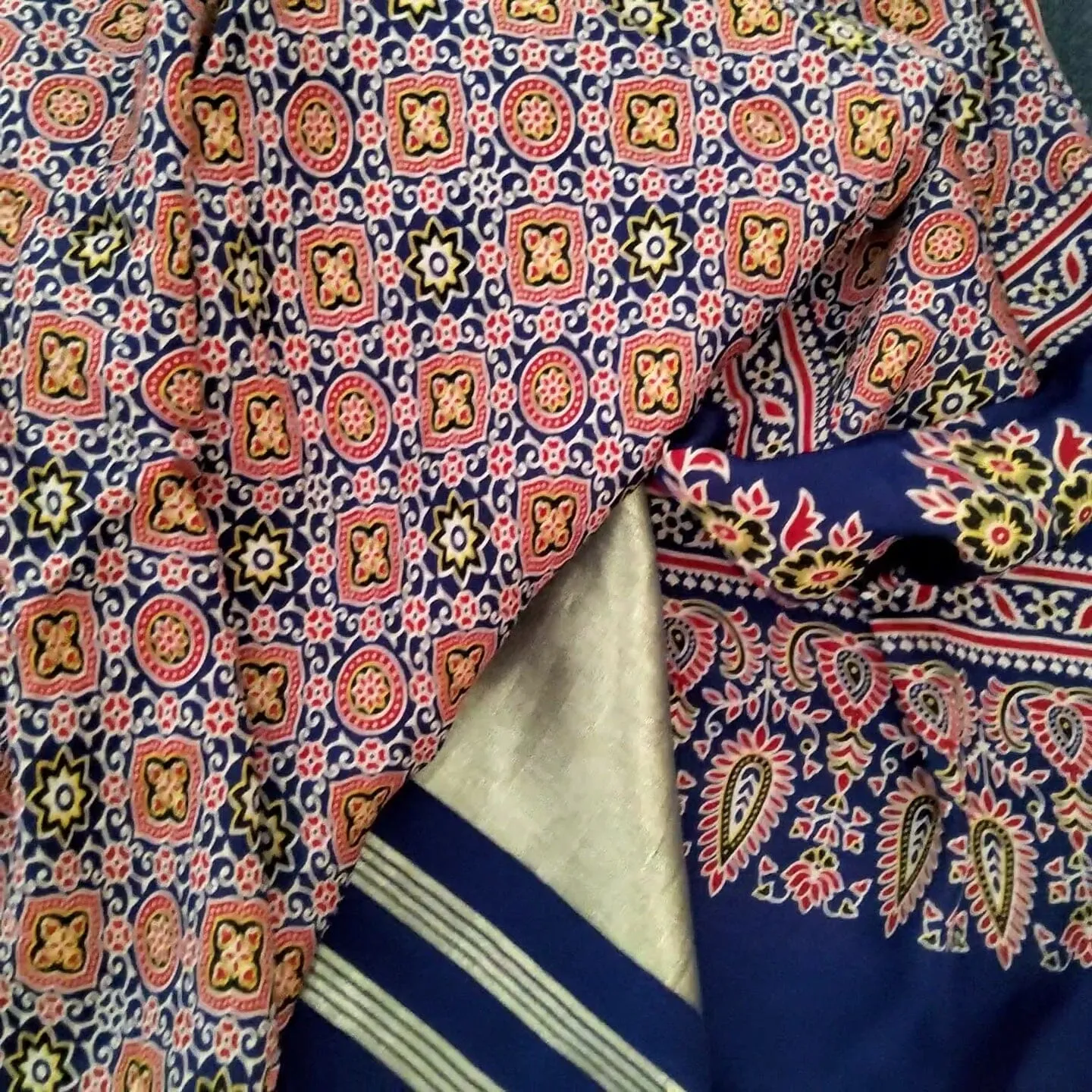 Blue Ajrakh Modal Silk Dupatta with tissue pallu