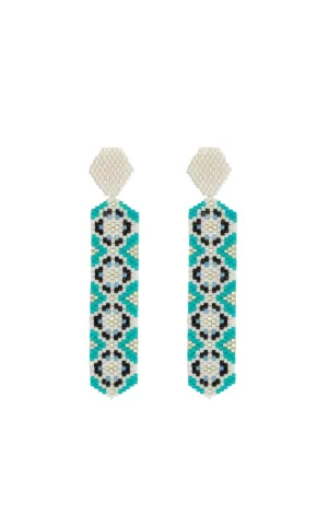 Blue Flora Glass Beaded Earrings