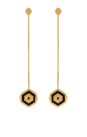 Gold Cleopatra Glass Beaded Earrings