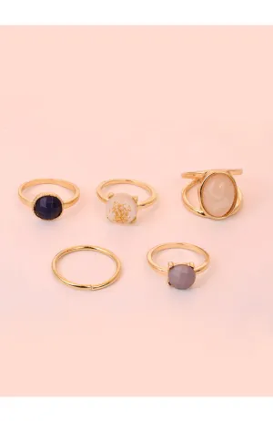 Gold Multi Stone Ring Set