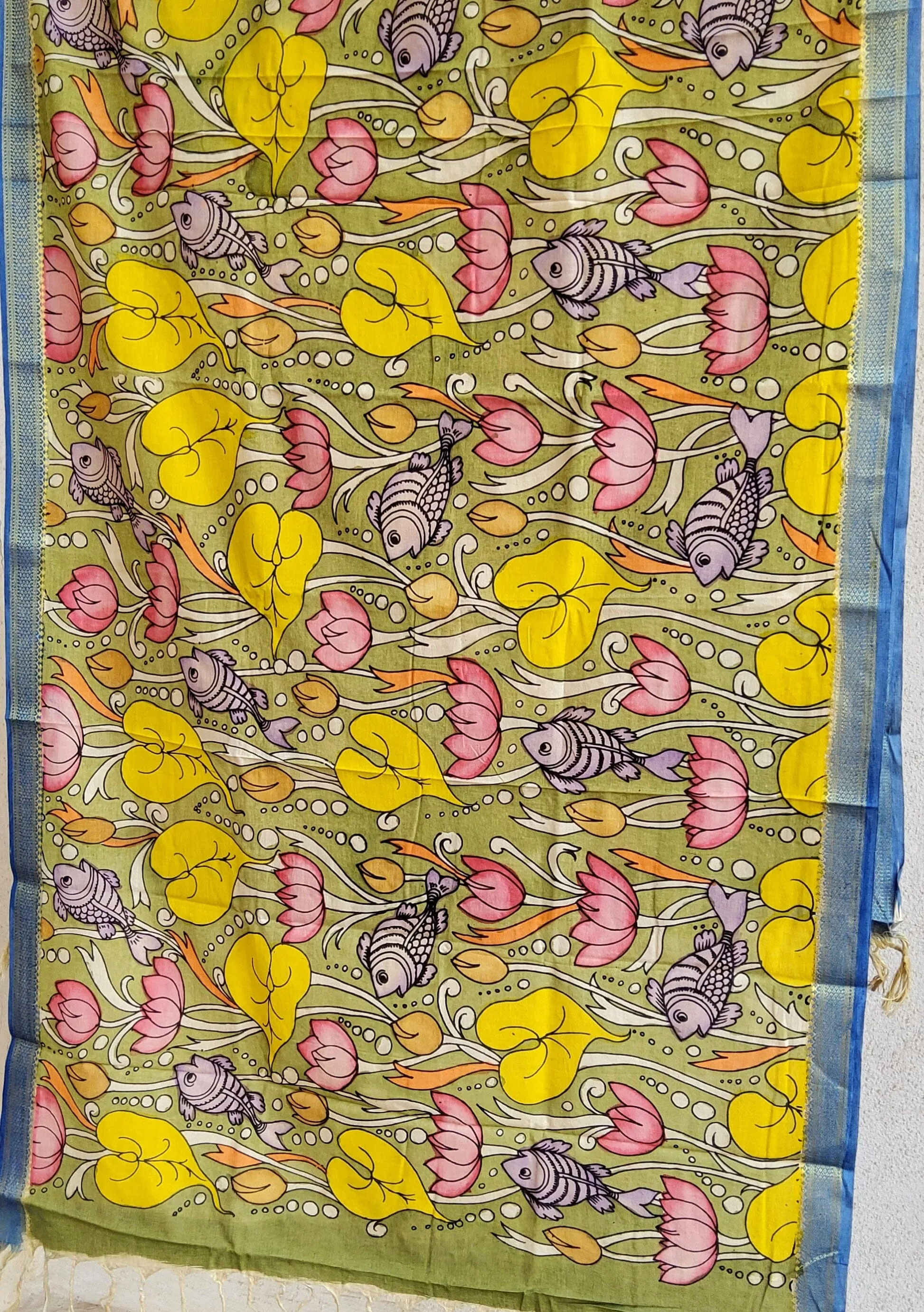 Ocean theme Kalamkari Cotton Dupatta