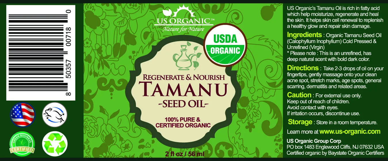 US Organic Tamanu Oil, 100% Pure Certified USDA Organic