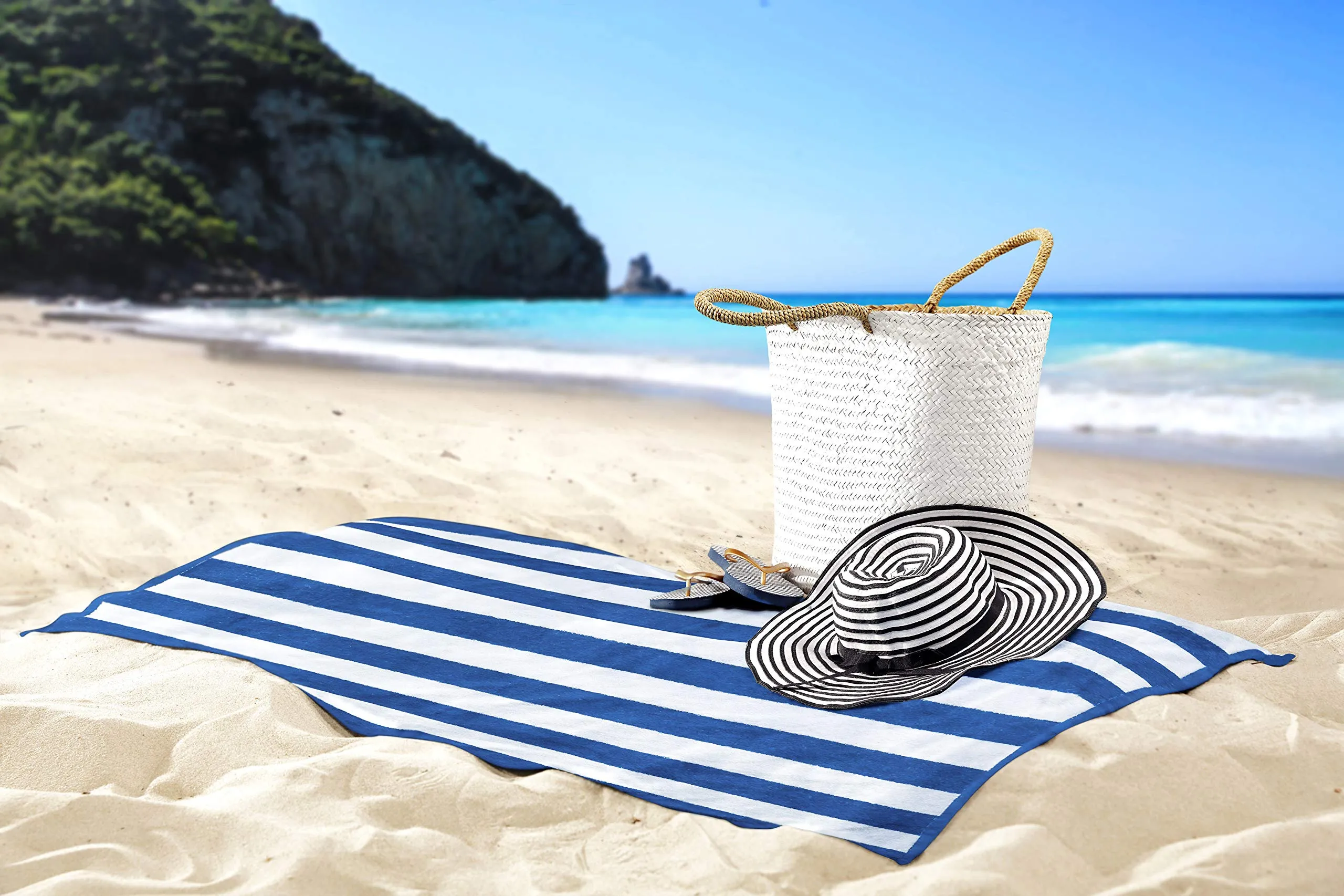 Utopia Towels 4 Pack Cabana Stripe Beach Towel, 30 by 60 Inches, Oversized 100% Ringspun Cotton Pool Towels, Highly Absorbent Bath Towels for Bathroom